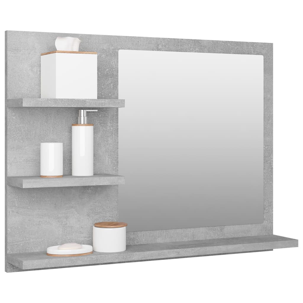 vidaXL Espejo de baño aglomerado gris hormigón 60x10,5x45 cm