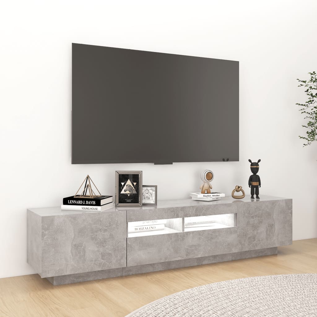 vidaXL Mueble para TV con luces LED gris hormigón 180x35x40 cm