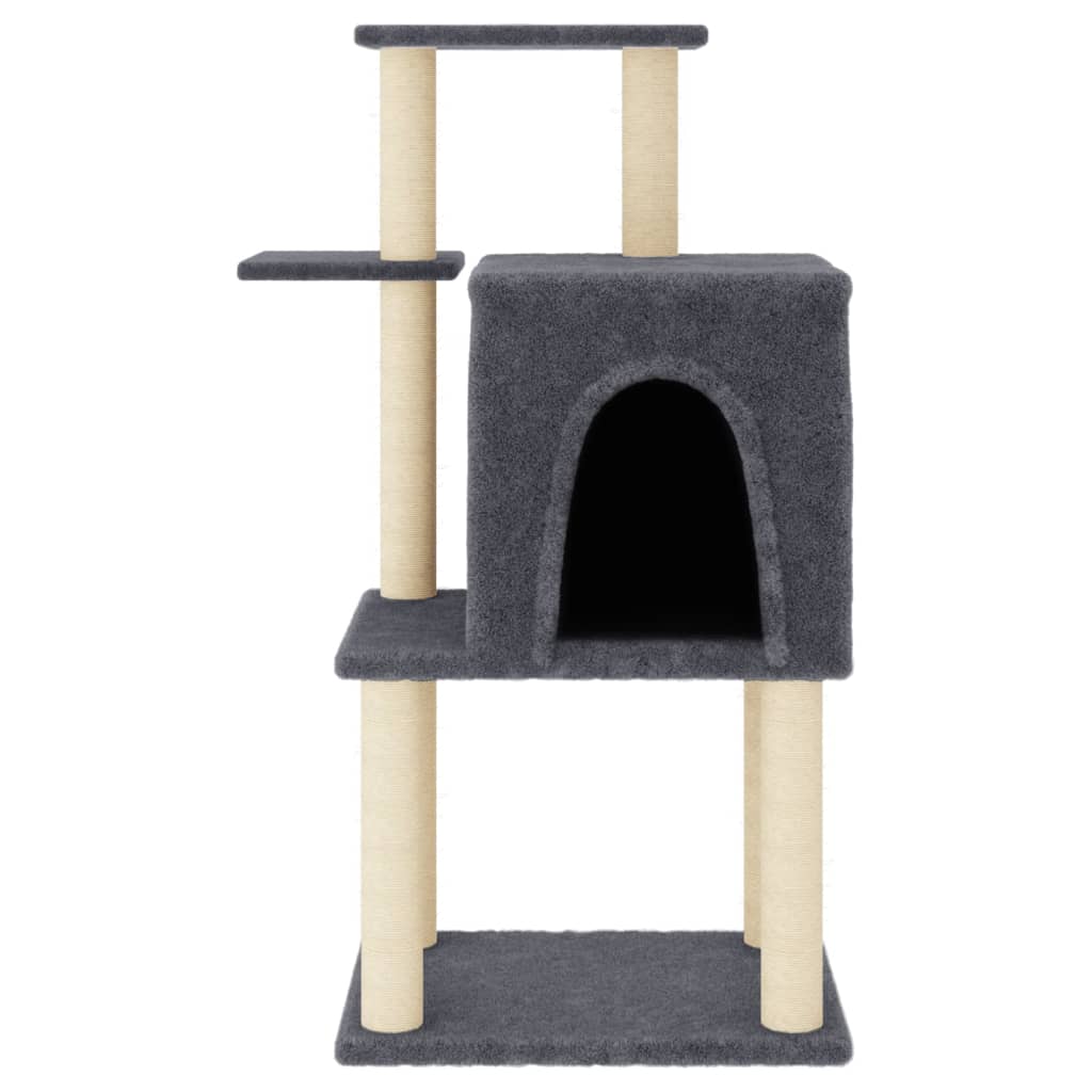 vidaXL Rascador para gatos con postes de sisal gris oscuro 97 cm