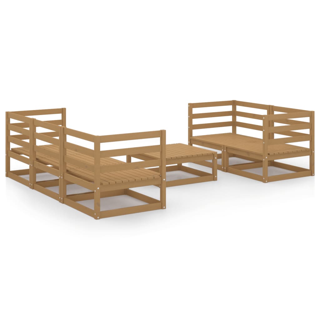vidaXL Muebles de jardín 6 piezas marrón miel madera madera de pino