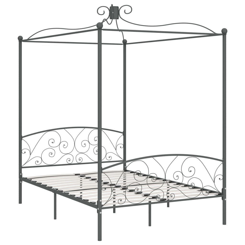 vidaXL Estructura de cama con dosel metal gris 120x200 cm
