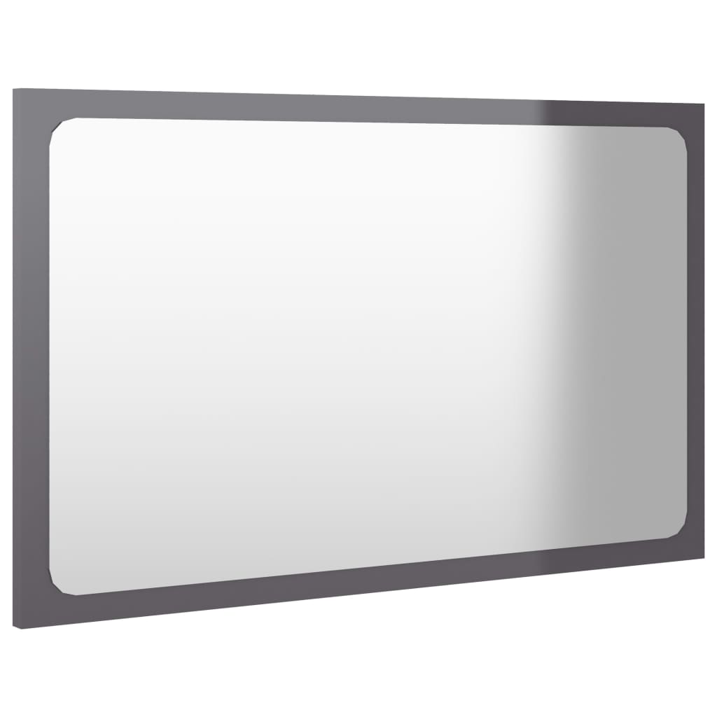 vidaXL Espejo de baño madera contrachapada gris brillo 60x1,5x37 cm