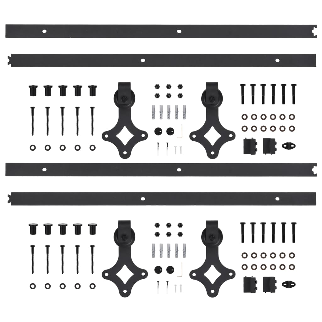 vidaXL Kit de herrajes de puertas correderas acero negro 2 uds 200 cm