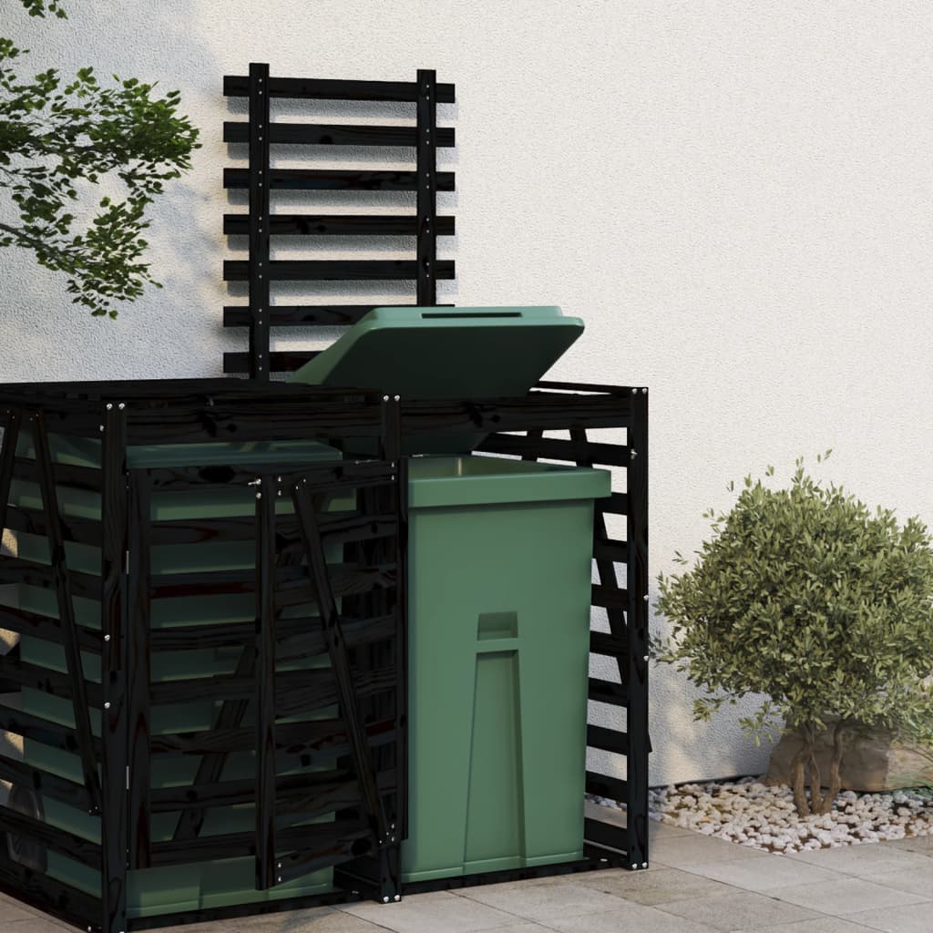 vidaXL Extensión para cobertizo de cubos de basura madera pino negro