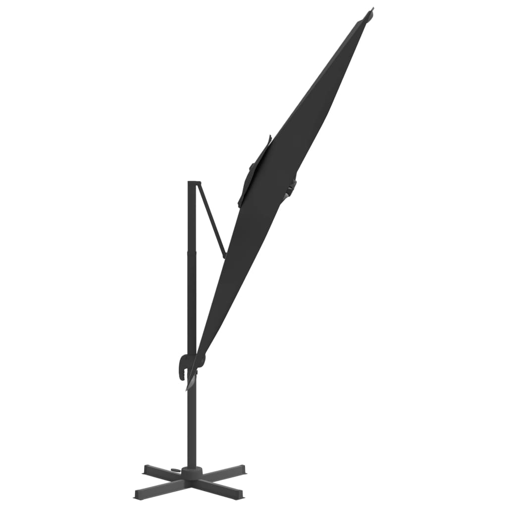 vidaXL Sombrilla colgante con poste de aluminio negro 300x300 cm