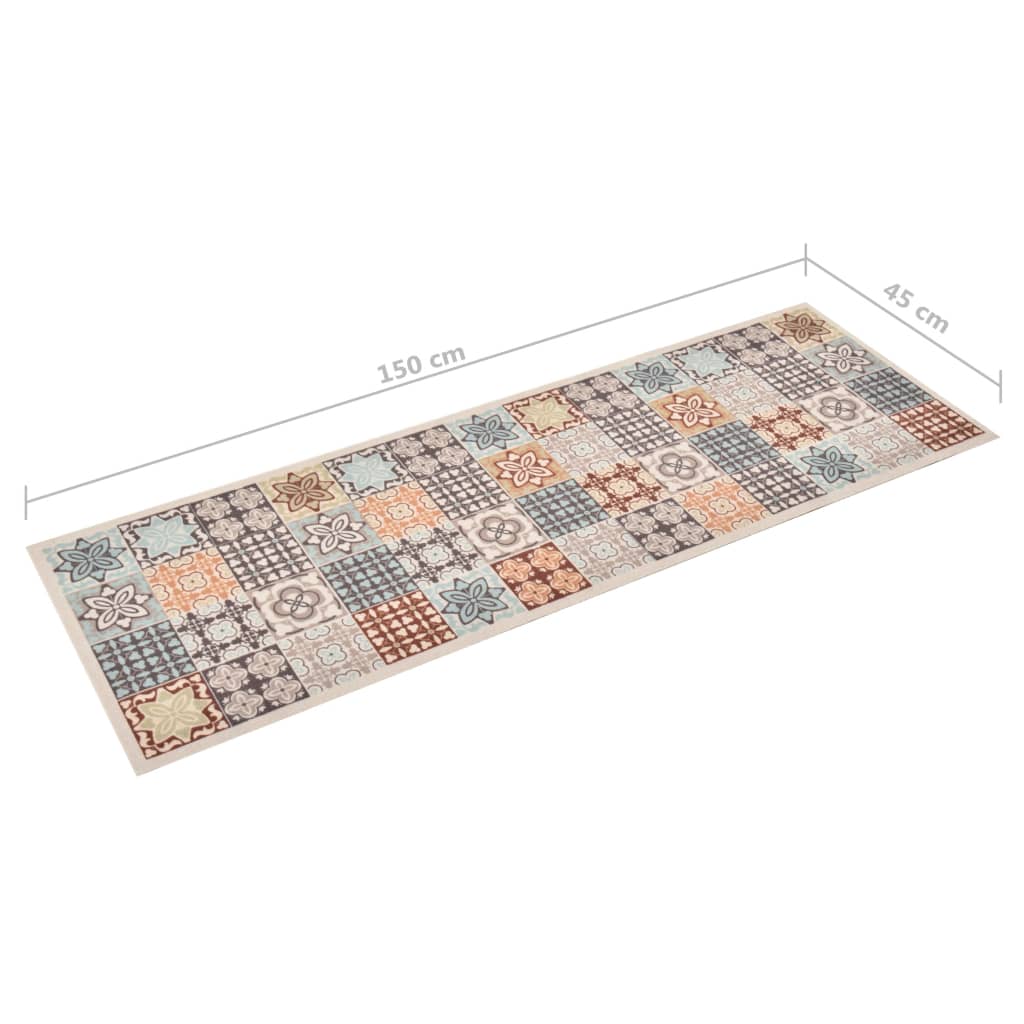 vidaXL Alfombra de cocina lavable mosaico de colores 45x150 cm