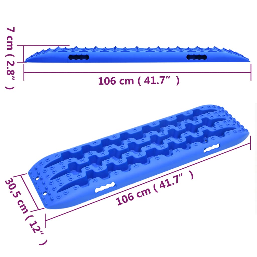 vidaXL Tablas de tracción 2 unidades nailon azul 106x30,5x7 cm