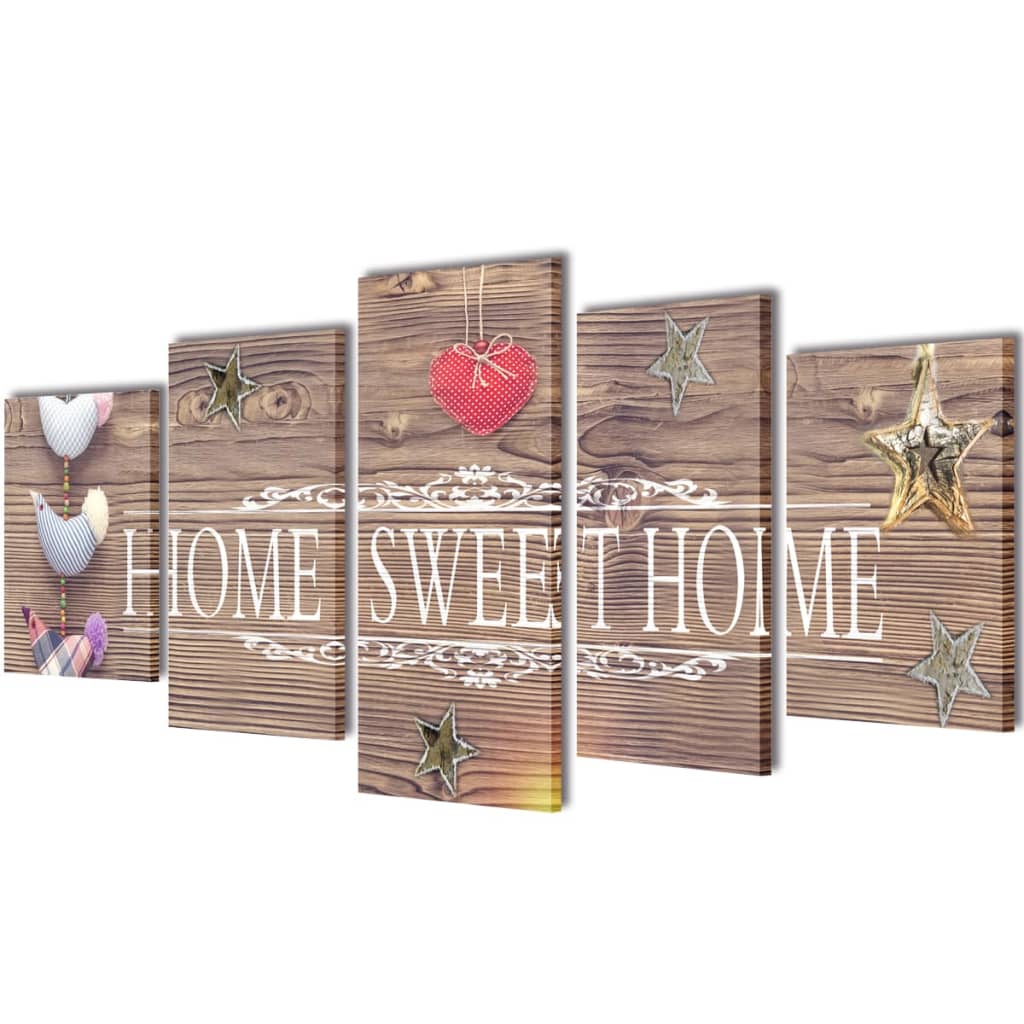 Set decorativo de lienzos para pared Home sweet home 200x100cm