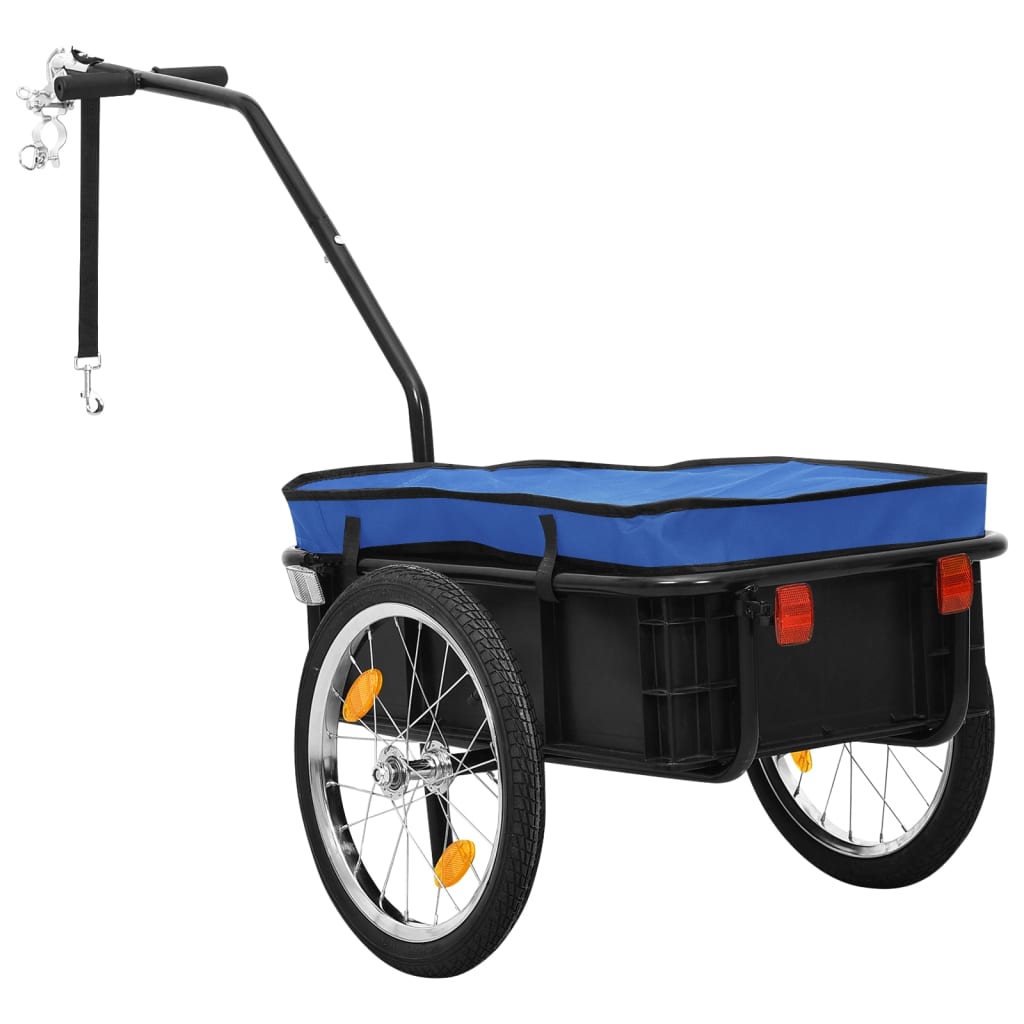 vidaXL Remolque de bicicleta/carrito de mano acero azul 155x60x83 cm
