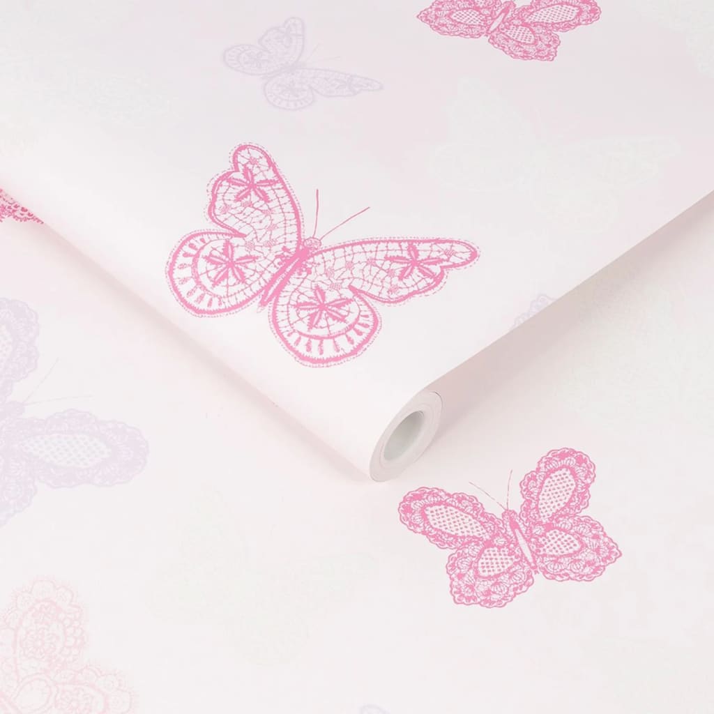 Kids at Home Papel de pared Butterfly rosa 100114