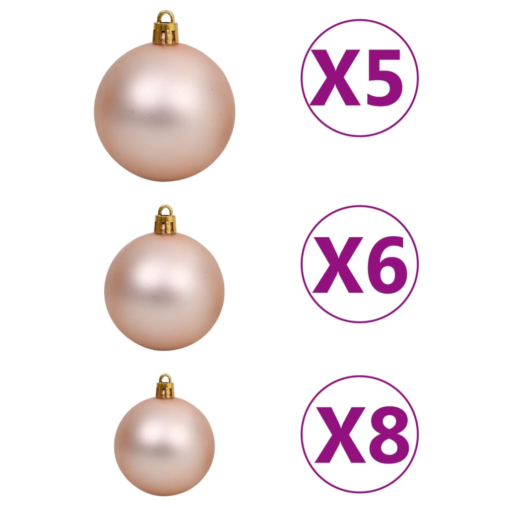 vidaXL Set de bolas de Navidad 61 pzas con pico 150 LED oro rosa