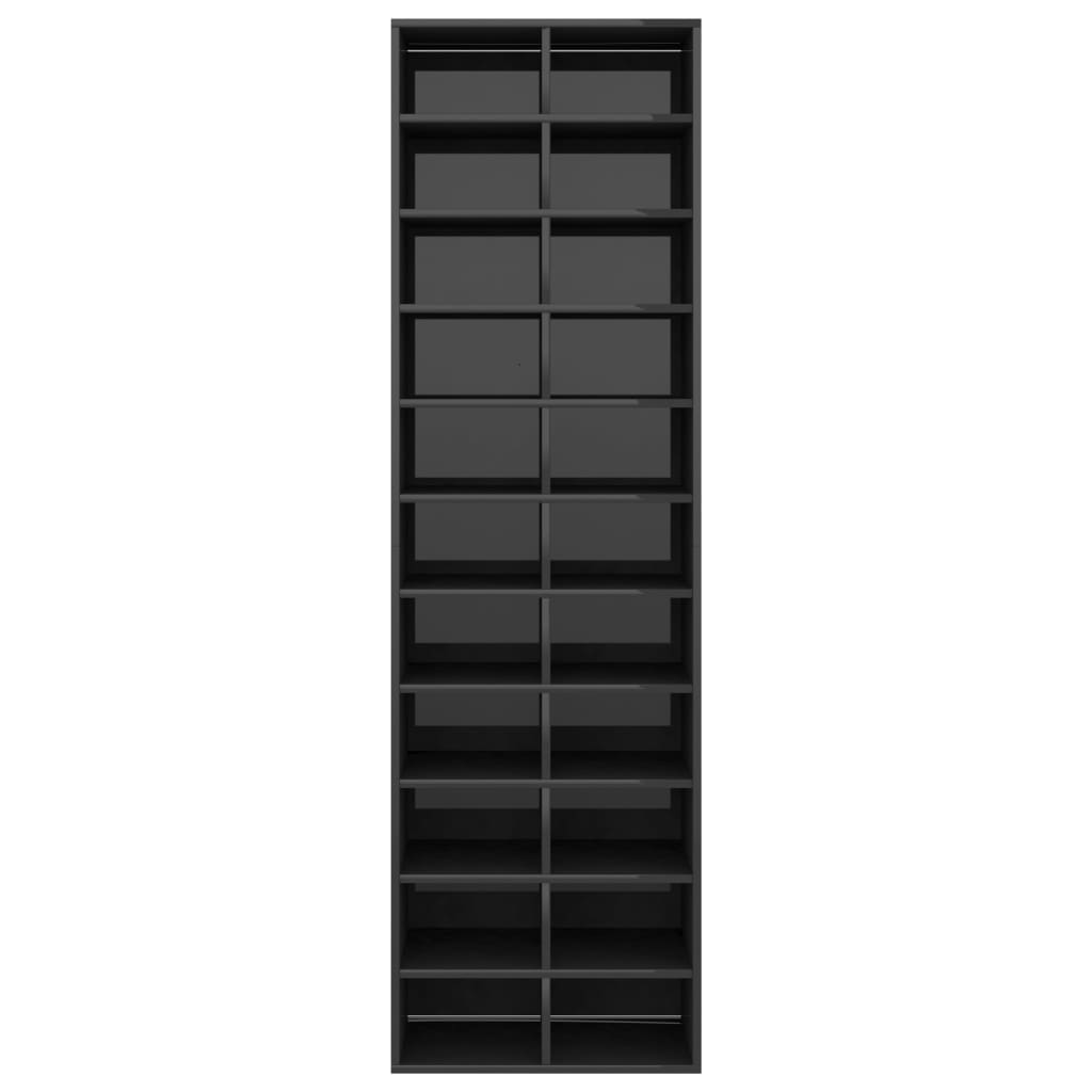 vidaXL Mueble zapatero madera contrachapada negro brillo 54x34x183 cm