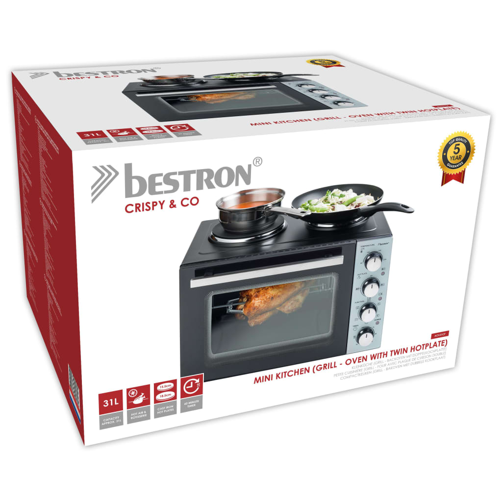 Bestron Horno grill con dos placas Crispy \u0026 Co AOV31CP 3200W 31L | vidaXL.es