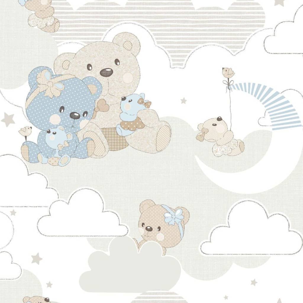Noordwand Papel pintado Mondo baby Hug Bears azul y beige