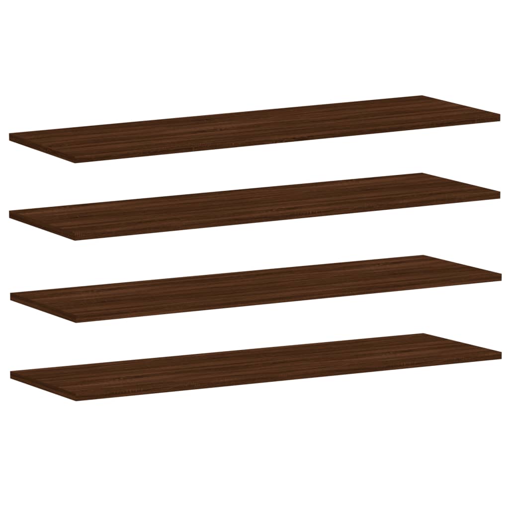 vidaXL Estantes pared 4 uds madera ingeniería marrón 100x30x1,5 cm