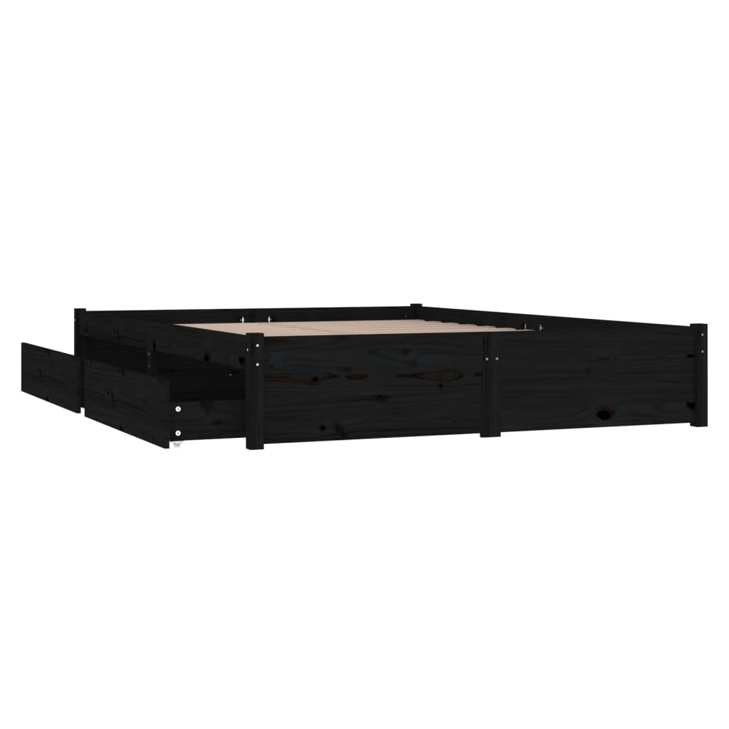 vidaXL Estructura de cama con cajones negro 140x190 cm