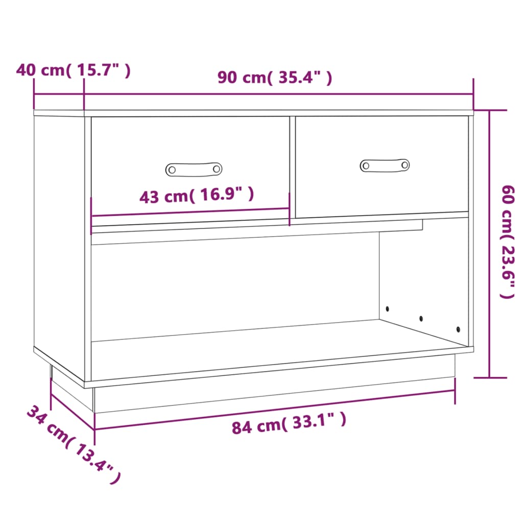 vidaXL Mueble de TV madera maciza de pino gris 90x40x60 cm