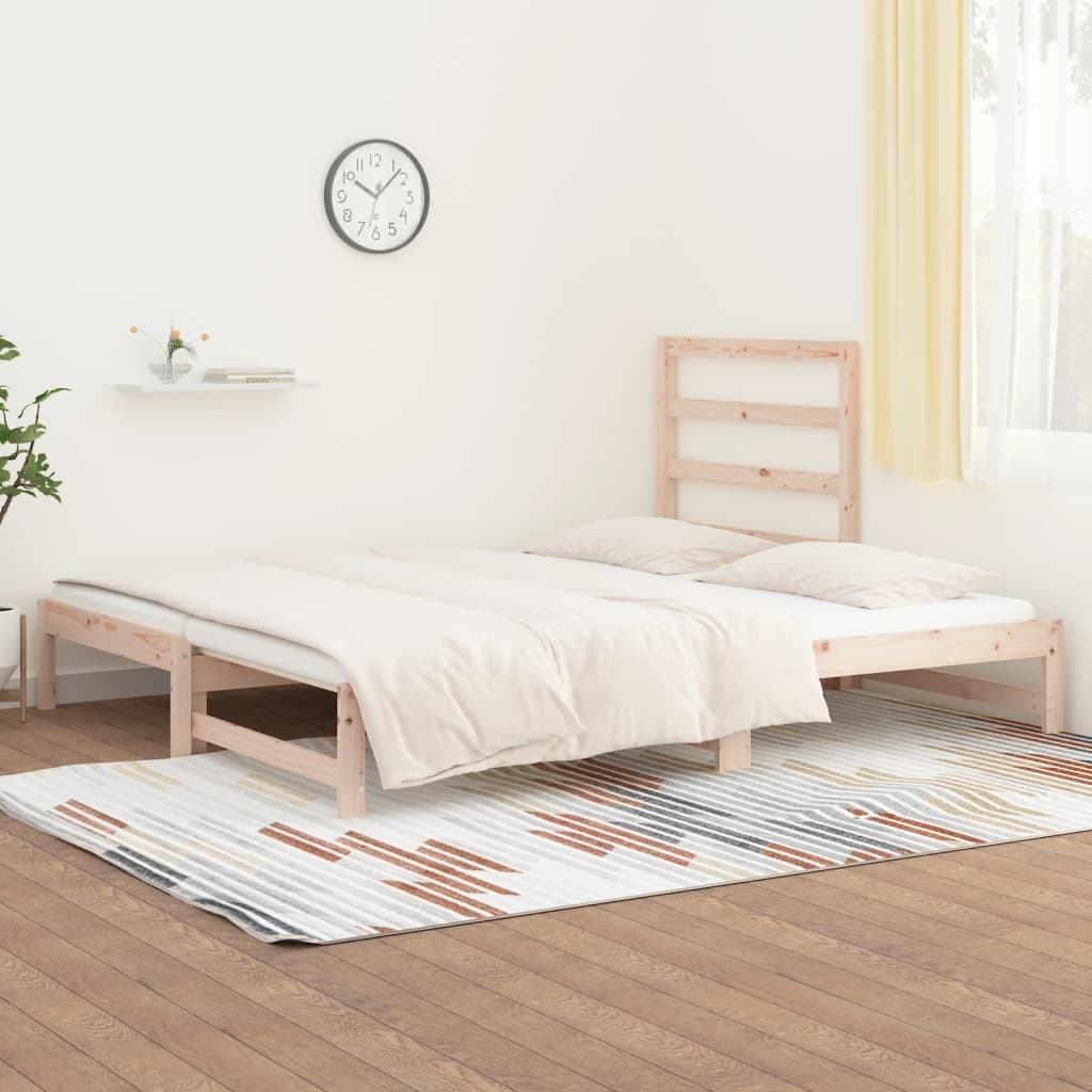 vidaXL Sofá cama extraíble madera maciza de pino 2x(90x200) cm