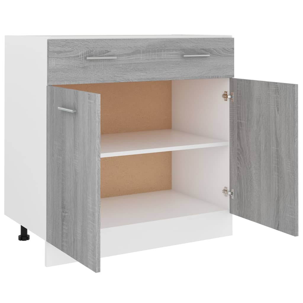 vidaXL Armario inferior cocina contrachapada gris Sonoma 80x46x81,5 cm