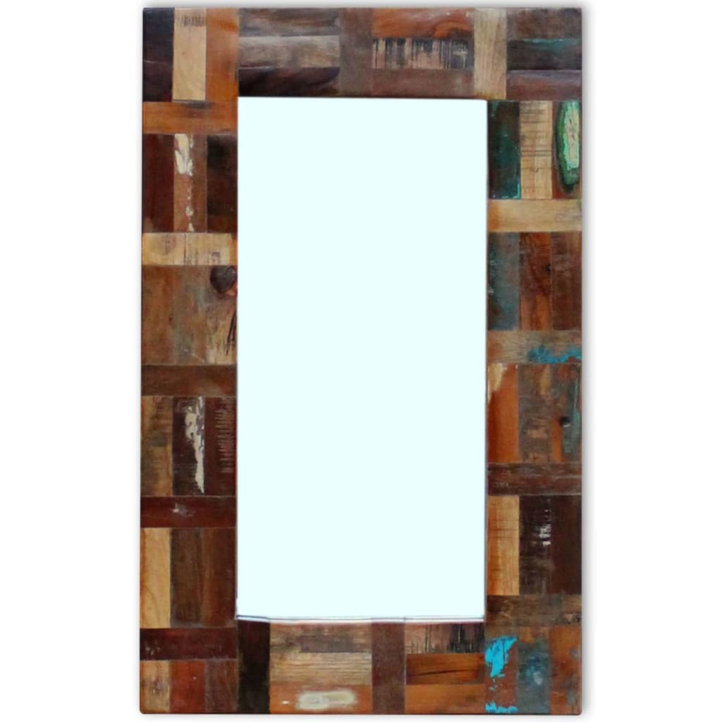 vidaXL Espejo de madera maciza reciclada 80x50 cm