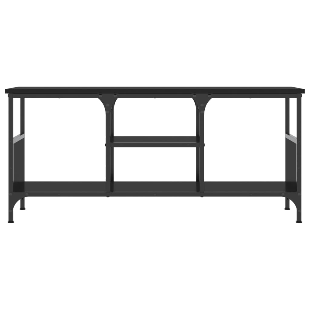 vidaXL Mueble de TV hierro y madera contrachapada negro 100x35x45 cm