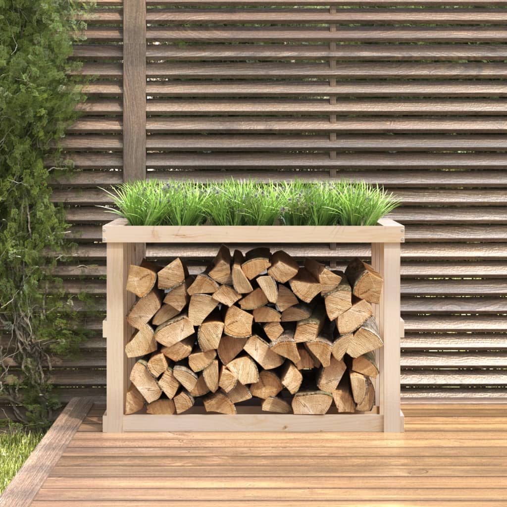 vidaXL Soporte para leña de exterior madera maciza pino 108x52x74 cm