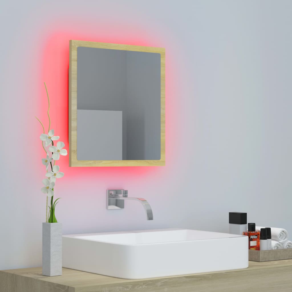 vidaXL Espejo de baño acrílico color roble Sonoma 40x8,5x37 cm