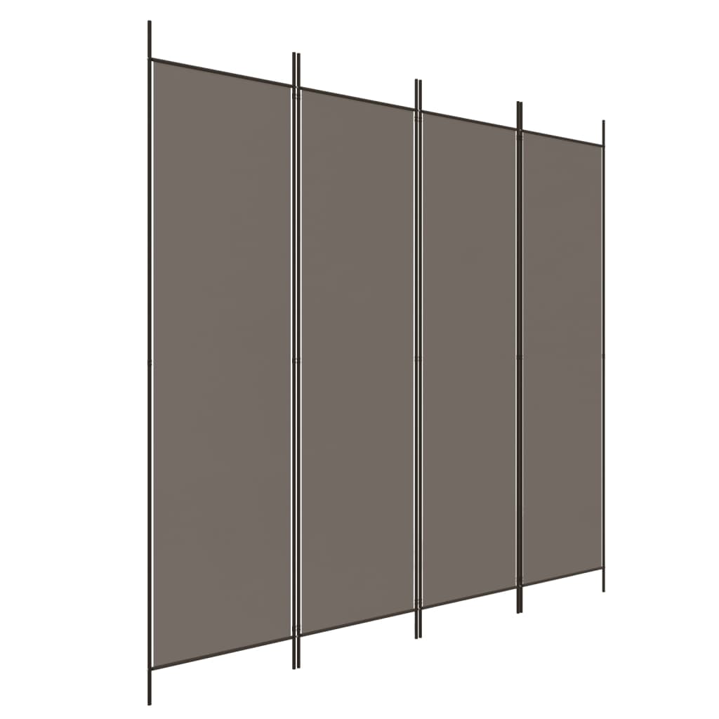 vidaXL Biombo divisor de 4 paneles de tela gris antracita 200x220 cm