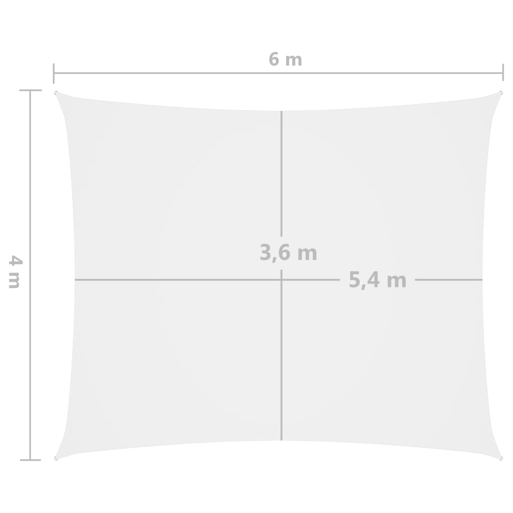 vidaXL Toldo de vela rectangular tela Oxford blanco 4x6 m
