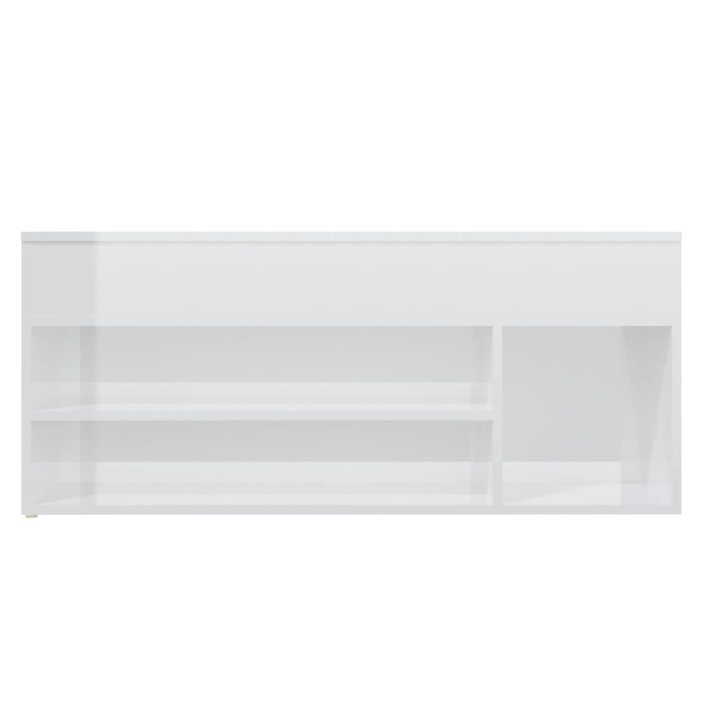 vidaXL Banco zapatero contrachapado blanco brillante 105x30x45 cm