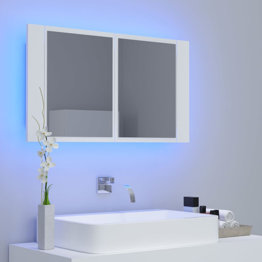 vidaXL Armario espejo de baño con luz LED blanco 80x12x45 cm