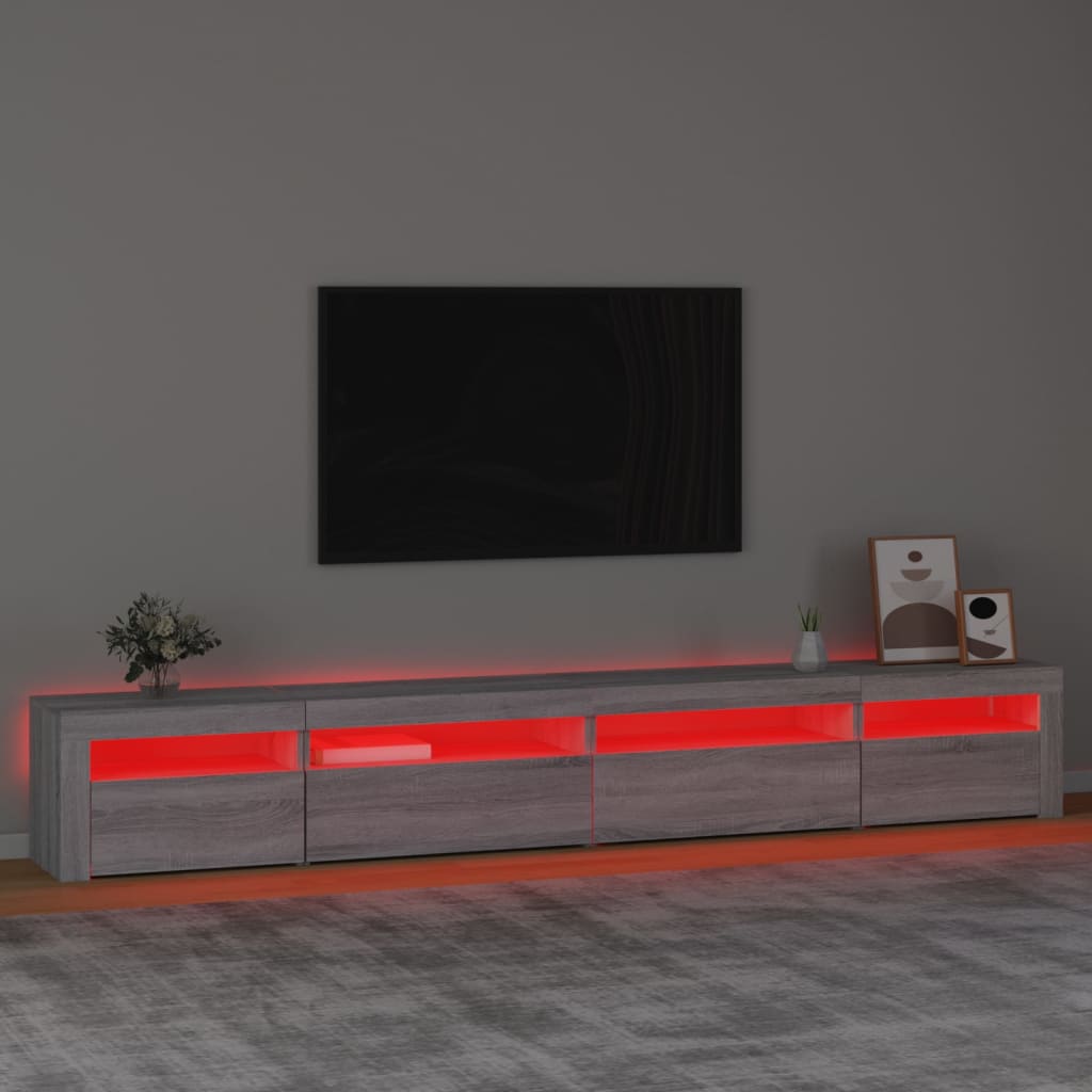 vidaXL Mueble de TV con luces LED gris sonoma 270x35x40 cm