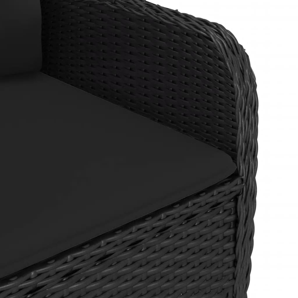 vidaXL Mesa y sillas jardín 3 pzas ratán sintético madera acacia negro
