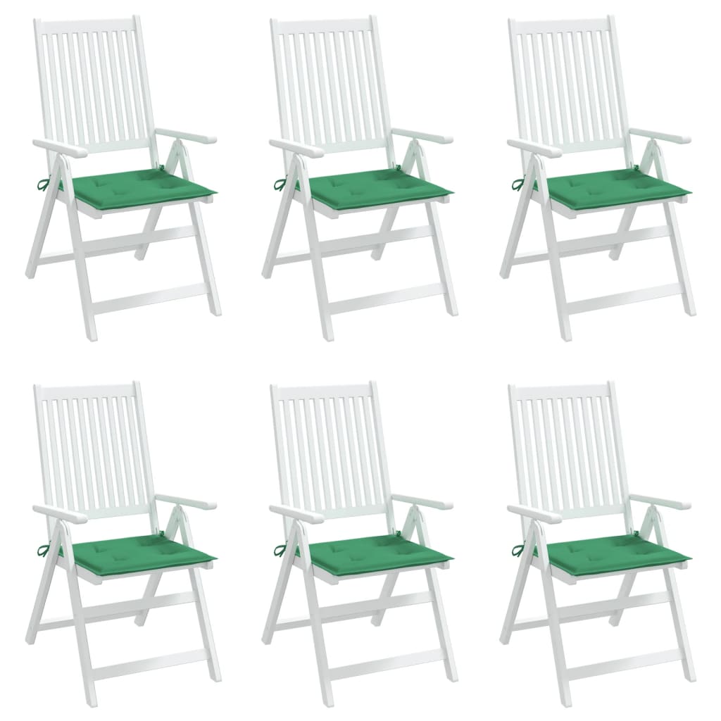 vidaXL Cojines de silla de jardín 6 uds tela Oxford verde 40x40x3 cm