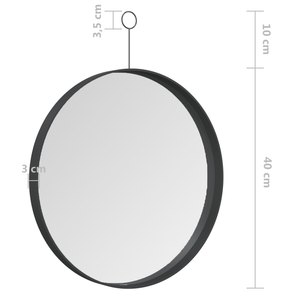 vidaXL Espejo colgante con gancho negro 40 cm