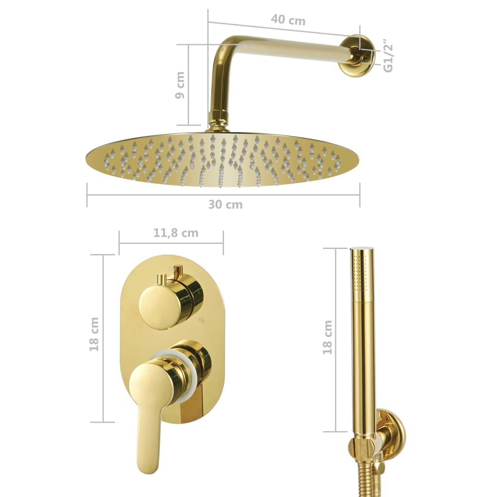vidaXL Sistema de ducha acero inoxidable 201 dorado
