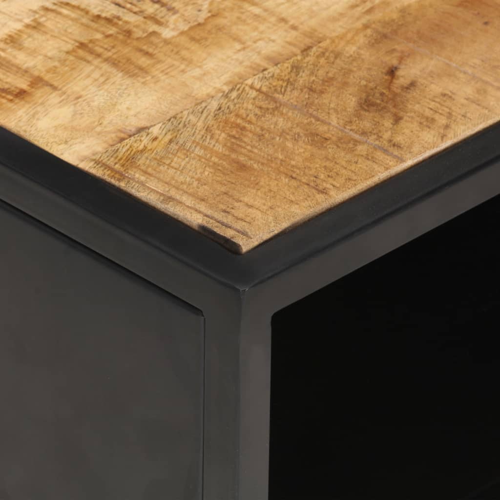 vidaXL Mueble de TV puerta tallada madera de mango rugosa 90x55x36 cm