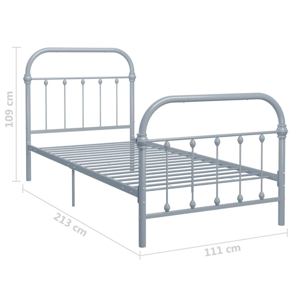 vidaXL Estructura de cama de metal gris 100x200 cm