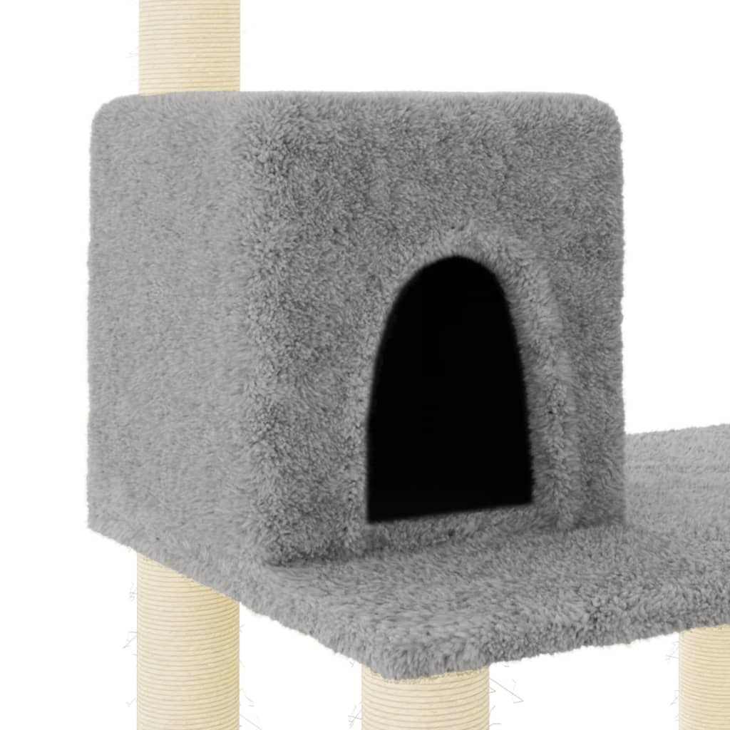 vidaXL Rascador para gatos con postes de sisal gris claro 118,5 cm