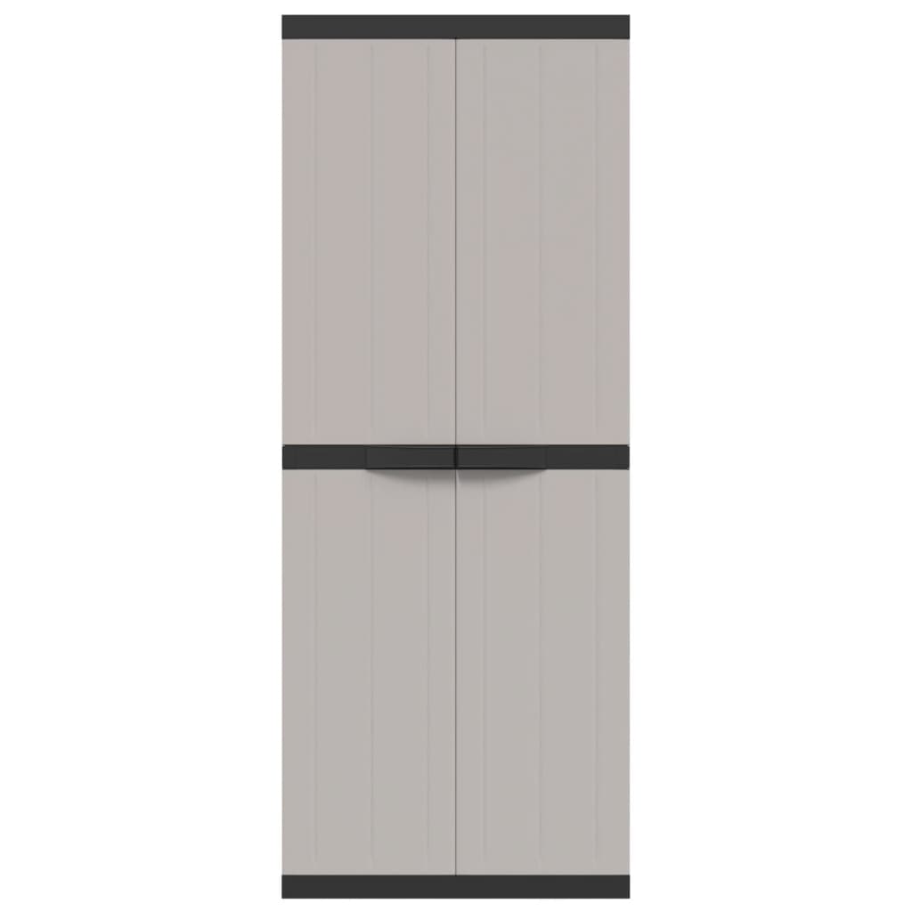 vidaXL Armario de almacenaje exterior PP gris y negro 65x37x165 cm