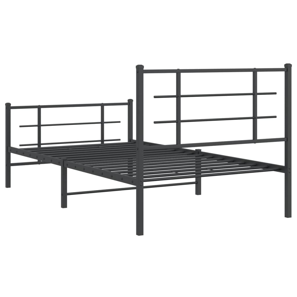 vidaXL Estructura de cama con cabecero y estribo metal negro 100x200cm