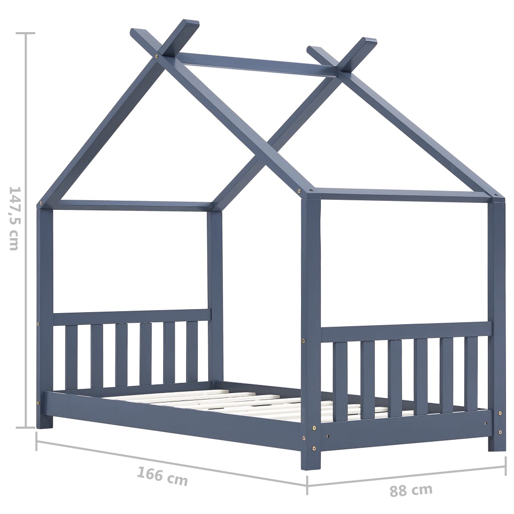 vidaXL Estructura de cama infantil madera maciza pino gris 80x160 cm