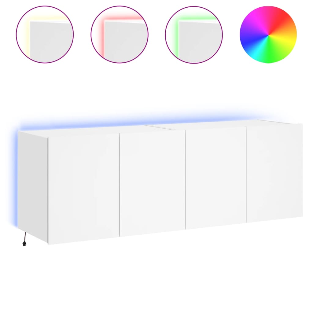 vidaXL Muebles de TV de pared con luces LED 2 uds blanco 60x35x41 cm