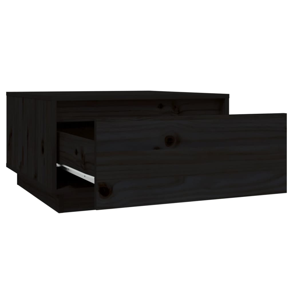 vidaXL Mesa de centro de madera maciza de pino negro 55x56x32 cm