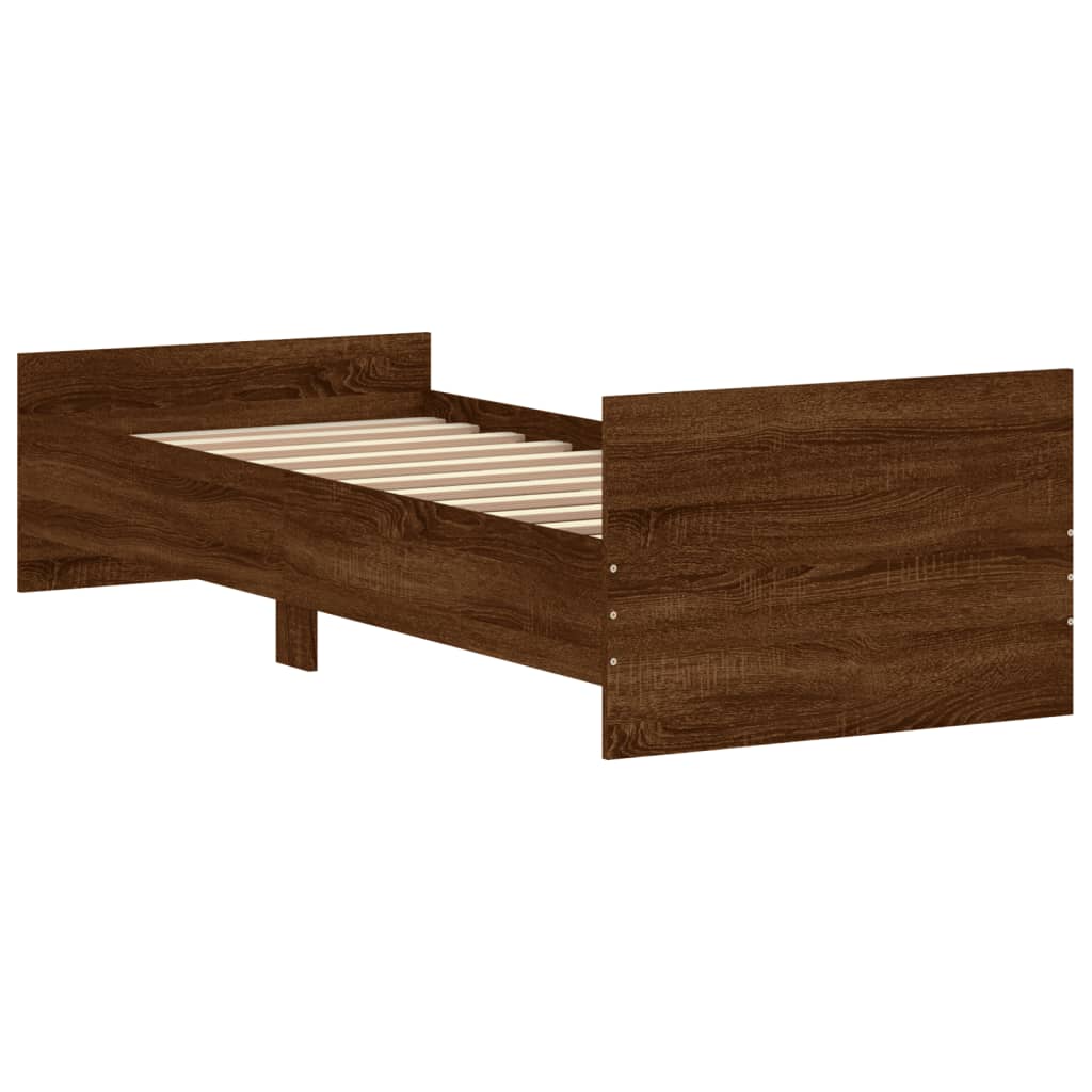 vidaXL Estructura de cama madera de ingeniería marrón roble 75x190 cm