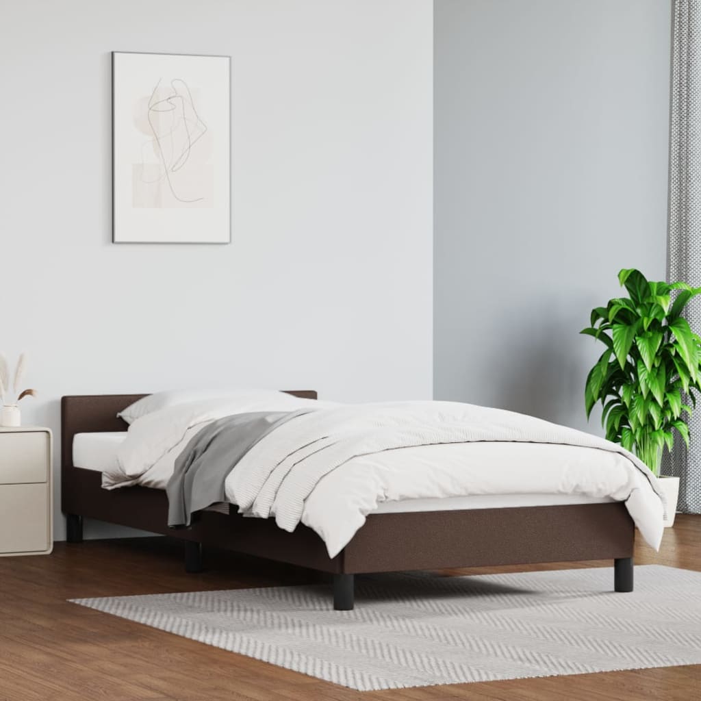 vidaXL Estructura de cama con cabecero cuero sintético marrón 80x200cm