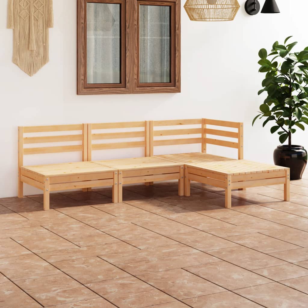 vidaXL Juego de muebles de jardín 4 piezas madera maciza pino