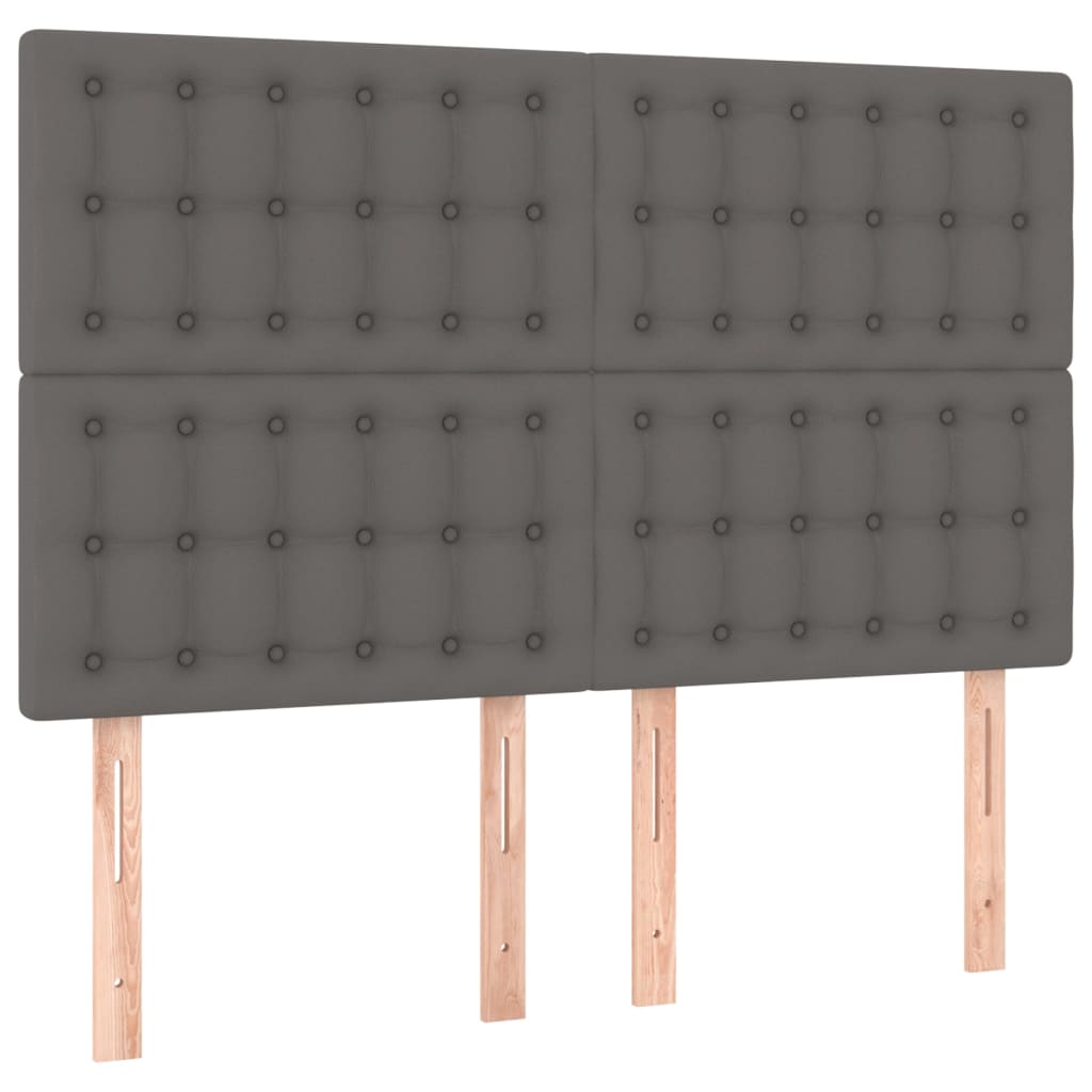 vidaXL Cama box spring con colchón cuero sintético gris 140x190 cm
