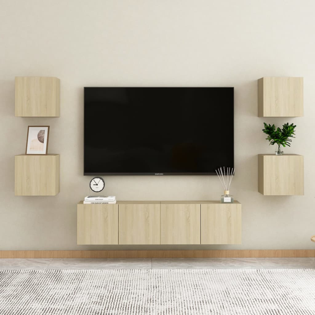 vidaXL Muebles de salón de pared 2 uds roble Sonoma 30,5x30x30 cm