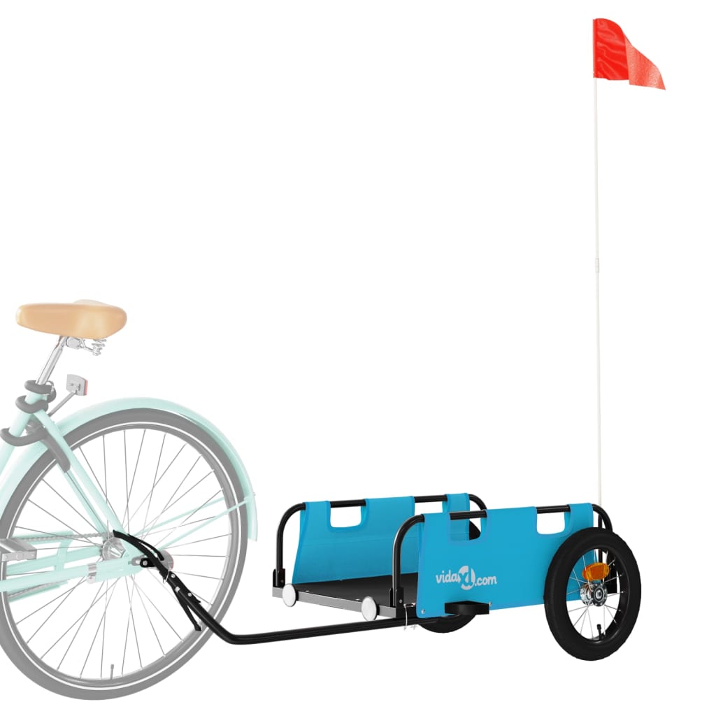 vidaXL Remolque para bicicletas hierro y tela Oxford azul